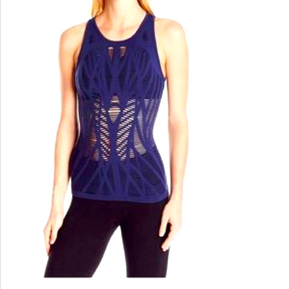 ALO YOGA Vixen Fitted Muscle Tank Top Navy